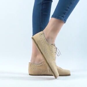 Handmade Nubuck Leather Barefoot Oxfords: Handmade Women's Dress Shoes Size 38